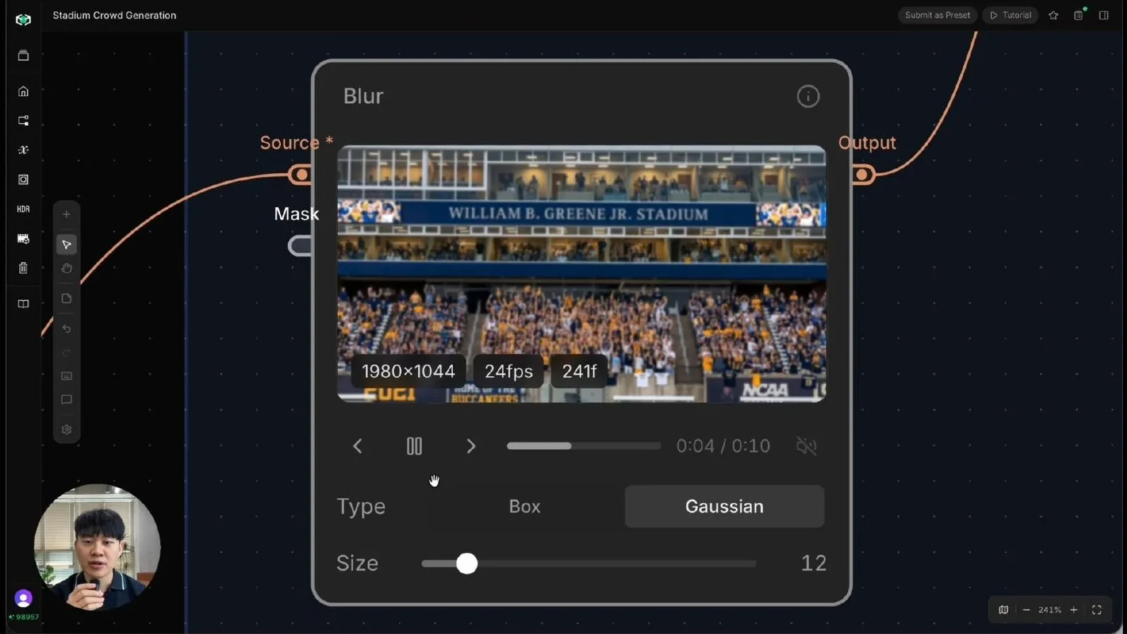 A small blur added to the isolated player layer before merging