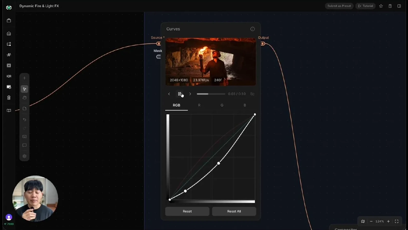 Final color grade matching fire warmth across the close-up and wide shots